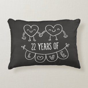 22. Jubiläum Geschenk Chalk Herzen Zierkissen