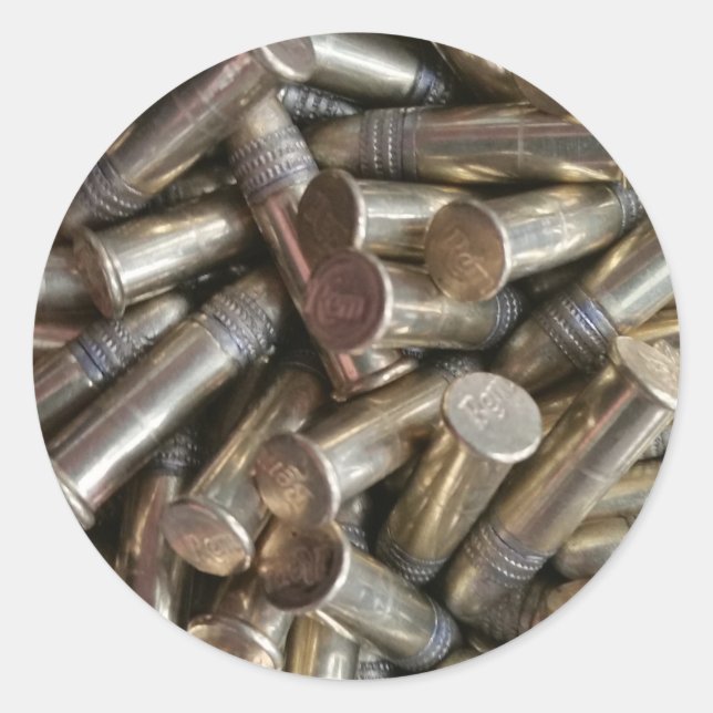 22 Kaliber Bullets Runder Aufkleber (Vorderseite)