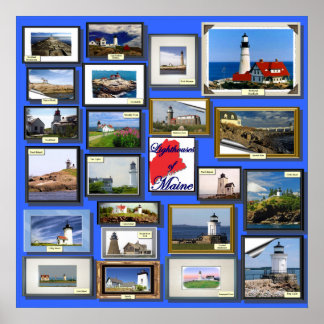 22 Leuchttürme von Maine Poster