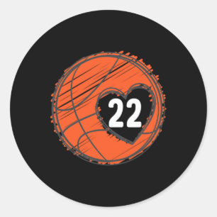 #22 Number 22 - Bysketbyll Graphic Sprichwort Byll Runder Aufkleber