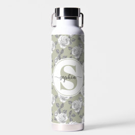 22 oz.Rose Garden Monogram Sage Green Water Flasch Trinkflasche