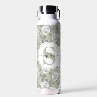 22 oz.Rose Garden Monogram Sage Green Water Flasch Trinkflasche
