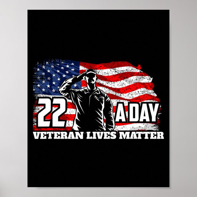 22 Per Day Veteran Lives Suicide Awareness Usa Fla Poster (Vorne)