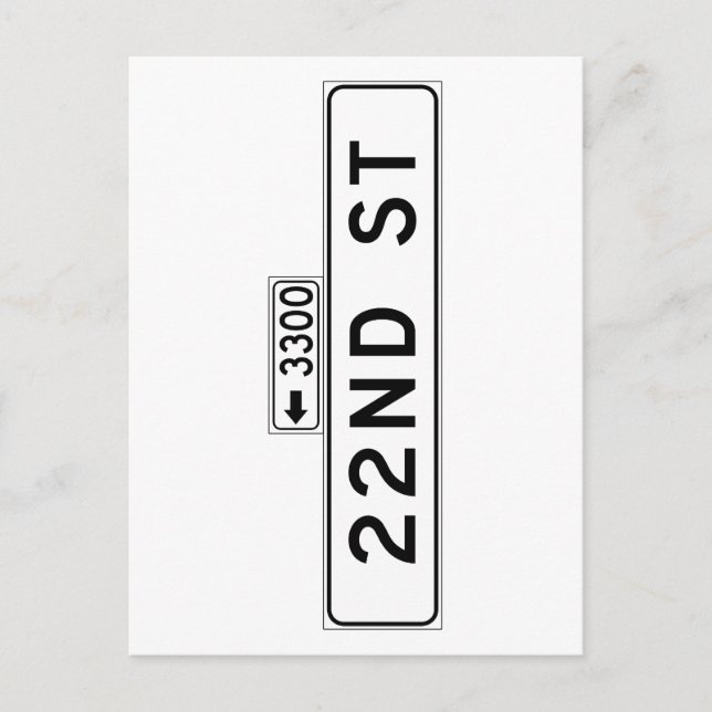 22. St., San Francisco Street Sign Postkarte (Vorderseite)