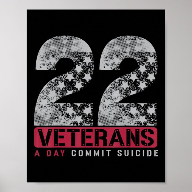22 Sterne Veteran Suicide Bewusstsein Poster (Vorne)