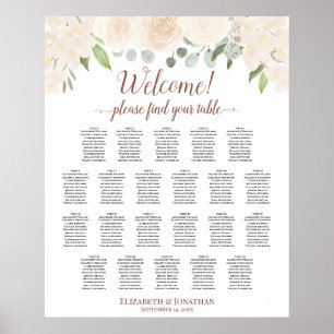 22 Tabelle Blush Peach Floral Wedding Chart Poster