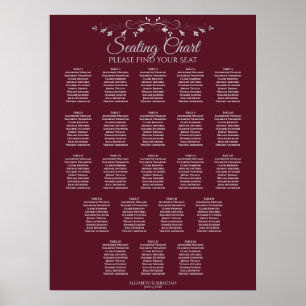 22 Tabelle Elegant Burgundy Hochzeitstabelle Poster