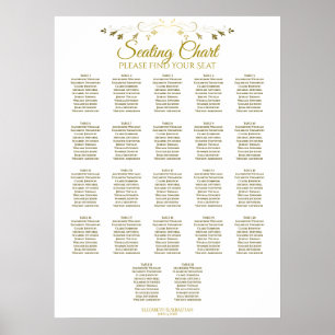 22 Tabelle Elegant Gold Wedding Seating Chart Poster