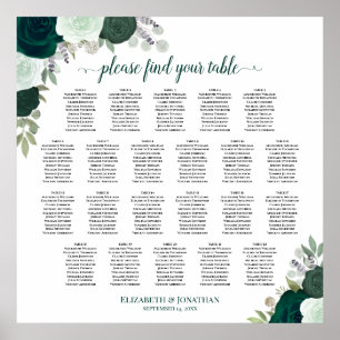22 Tabelle Emerald Boho Blumenübersicht Poster
