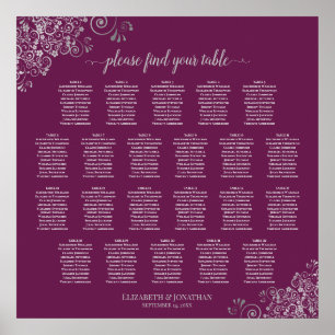 22 Tabelle Silver Cassis Seating Chart Poster