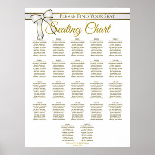 22 Tabelle White & Gold Ribbon Hochzeitstabelle Poster