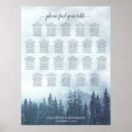22 Tafelblauer Pinienbäume Hochzeitskarte Poster