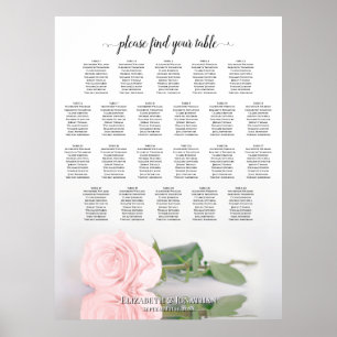 22 Tisch Elegante Rosa Rose Hochzeit Sitzordnung Poster