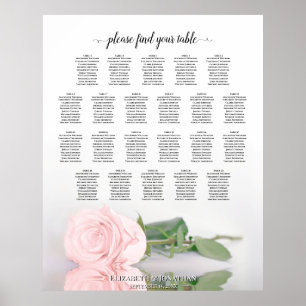 22 Tisch Eleganter Rosa Rosen Hochzeit Sitzordnung Poster