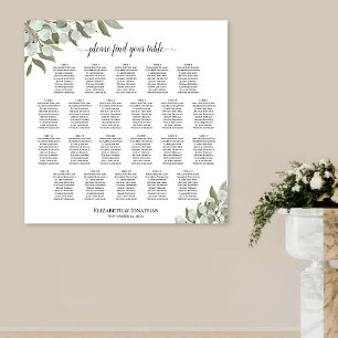 22 Tische Rustikale Eukalyptus Hochzeit Sitzordnun Poster