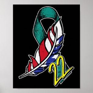 22 Veteran PTSD Selbstmord Bewusstsein US Feather  Poster