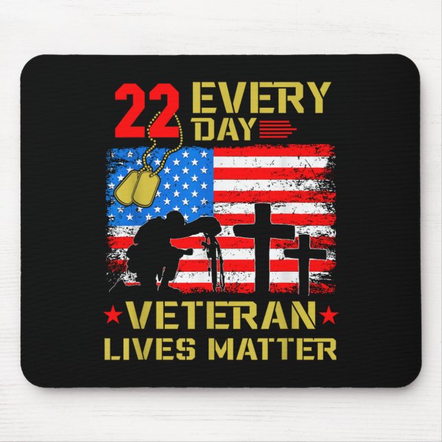22 Veterans A Day Veteran Suicide Prevention Aware Mousepad (Vorne)
