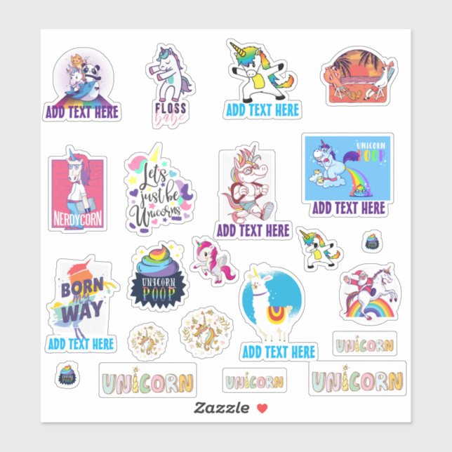 22 x Shaped UNICORN Funny Niedlich Kawaii Dab Emoj Aufkleber (Blatt)