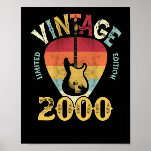 22 Years 2000 Guitar Pick 22nd Birthday Guitarist Poster