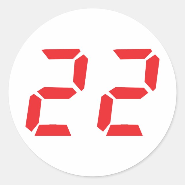 22 zweiundzwanzig rote Wecker digitale Nummer Runder Aufkleber (Vorderseite)