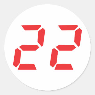 22 zweiundzwanzig rote Wecker digitale Nummer Runder Aufkleber