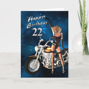 22nd Birthday card with a motorbike Karte