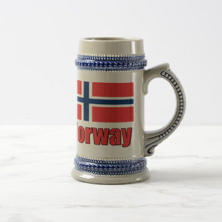 22oz blauer/grauer Stein Norwegen \ Flagge Bierglas