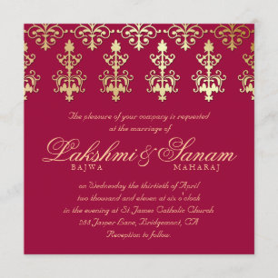 232 Indische Hochzeit Einladung Damast Gold Herbst