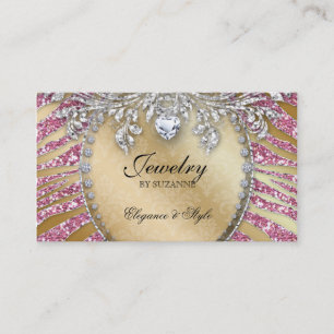 232 Schmuck Business Card Zebra Glitzer Pink Gold Visitenkarte