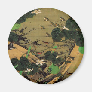 23. 池 辺 群 図, 若 Leben mit Teich, Jakuchū 虫 Magnet