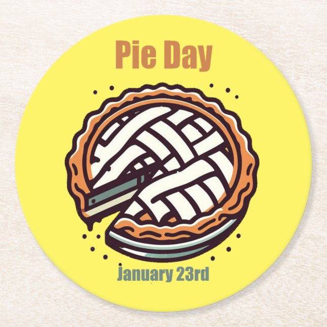 23.01. - Pie Day Runder Pappuntersetzer (Vorderseite)