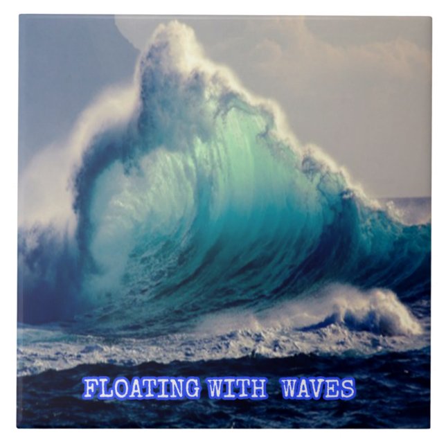 23.Blaue Ozeanwellen, Vintage Geschenke für Meeres Fliese (Vorderseite)