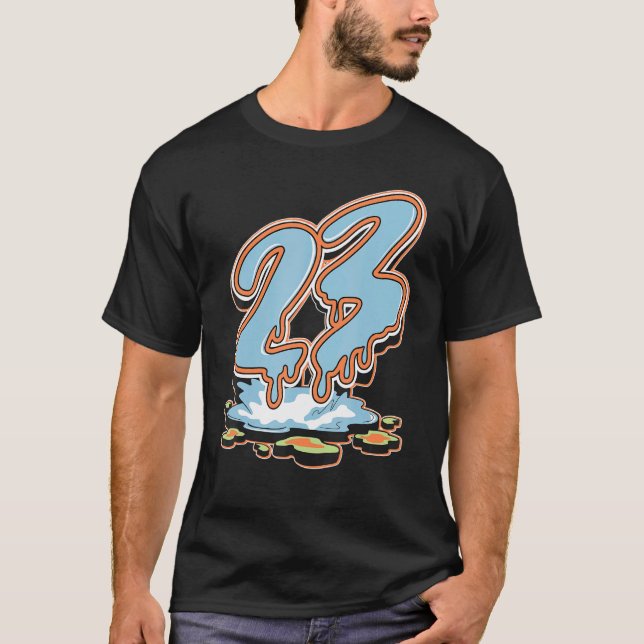 23 Drip Low Blue Stitch 1s Matching T-Shirt (Vorderseite)