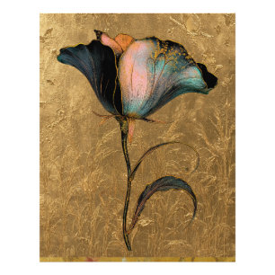 *~* 23 F4 Elegante Blume Gold Vintage Fotodruck