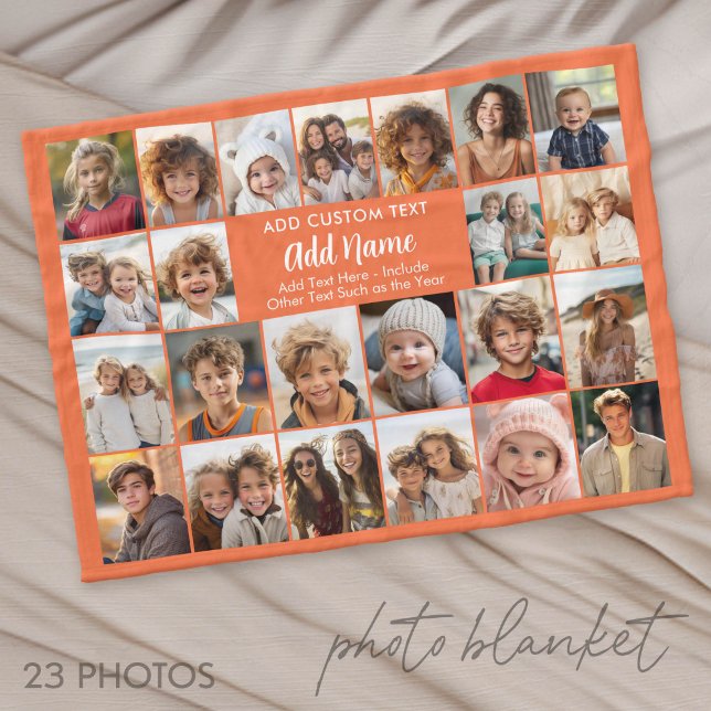 23-Foto-Collage mit benutzerdefinierten Textfelder Fleecedecke (Photo Blanket - Customize with your favorite pictures)