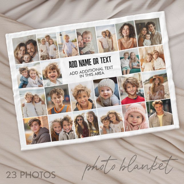 23 Foto-Collage mit Textfeld Fleecedecke (Photo Blanket - Customize with your favorite pictures)