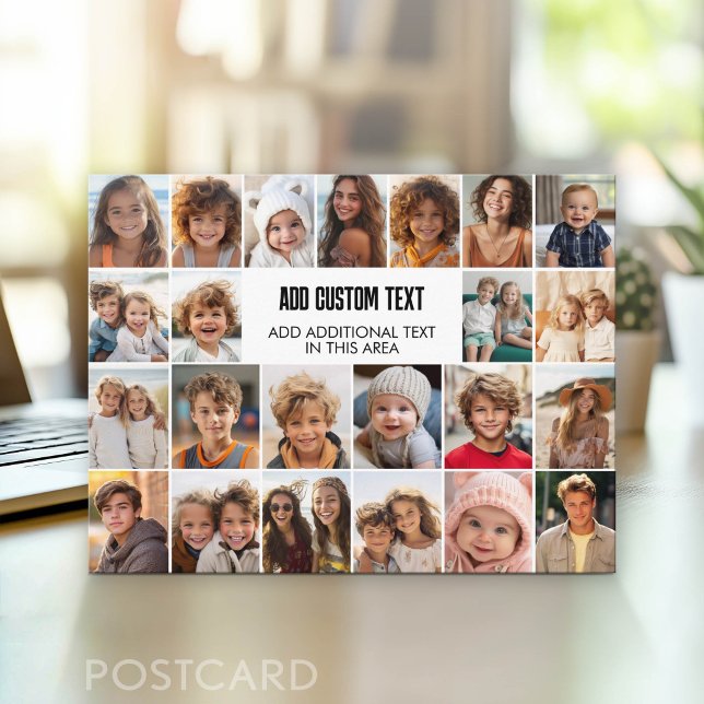 23 Fotos Collage mit Textfeld Postkarte (Photo Postcard - Customize with your favorite photos)