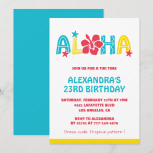 23. Geburtstag Einladungen Tropical Aloha Hawaiian