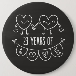 23. Geburtstag Geschenk Chalk Herzen Button