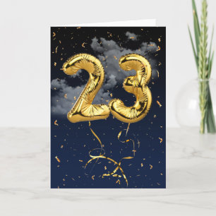 23. Geburtstag Gold Mylar Ballon und Confetti Card Karte