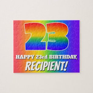 23. Geburtstag — mehrfarbiges Regenbogenmuster "23 Puzzle