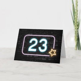 23. Geburtstag Neon Sign on Brick Wall Karte
