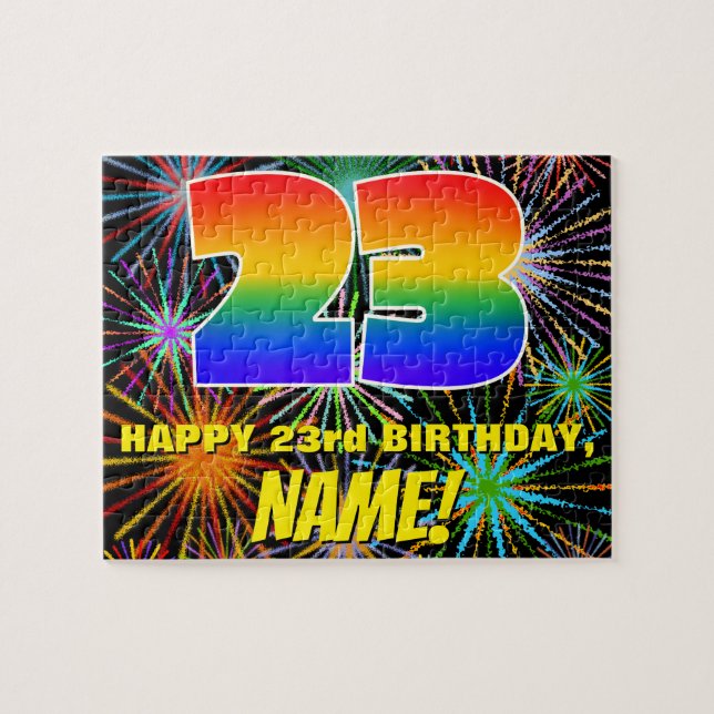 23. Geburtstag: Spaß, bunte feierliche Feuerwerke Puzzle (Horizontal)