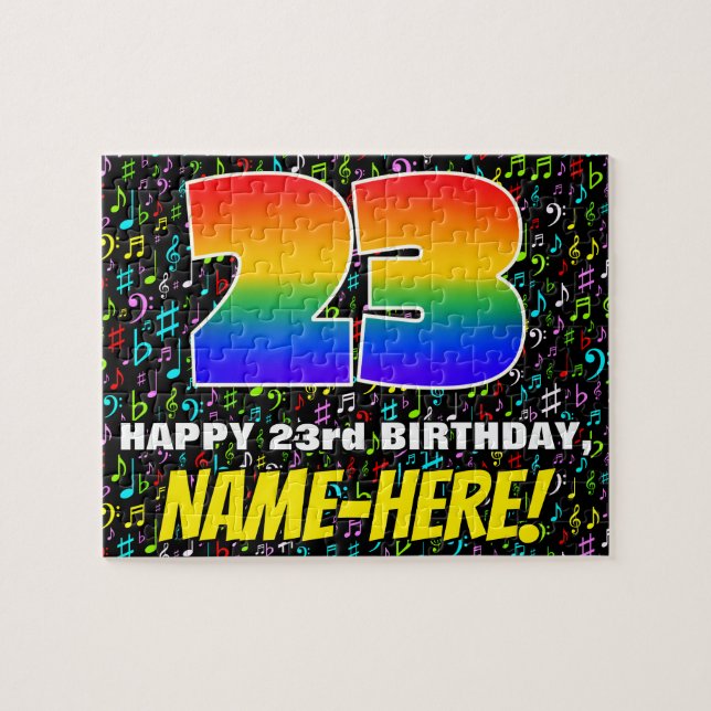 23. Geburtstag — Spaß, farbenfrohe Musiksymbole &  Puzzle (Horizontal)