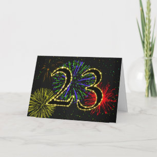 23. Geburtstagskarte mit Feuerwerk Karte