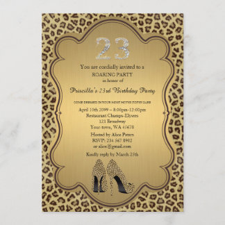 23. Geburtstagsparty,23.,Cheetah High Heels Shoes Einladung