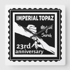 23. Hochzeitstag Imperial Topaz Quadratische Wanduhr