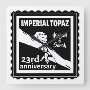 23. Hochzeitstag Imperial Topaz Quadratische Wanduhr