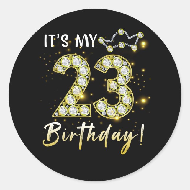 23 Jahre alt Es_s mein Geburtstag 23. Geburtstag D Runder Aufkleber (Vorderseite)