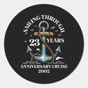 23 Jahre Hochzeitsjubiläum Kreuzfahrt Runder Aufkleber